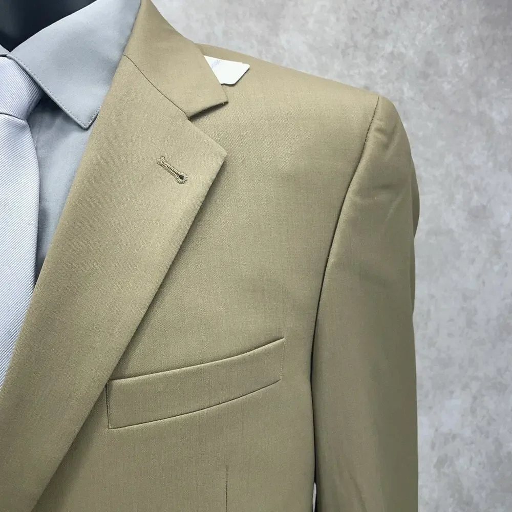 NWOT Jos A Bank Signature Mens 42L Tan/Taupe Wool Blazer 2 Butt Sport Coat